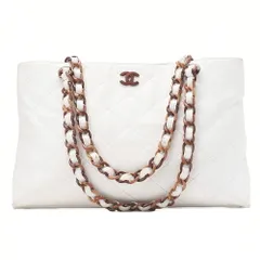 CHANEL シャネル マトラッセ ウッド柄 プラチェーンショルダー キャビアスキン 白（ ゴールド金具） レディースバッグ  ハイブランド【中古】【送料無料】
