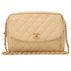 CHANEL シャネル チェーンショルダーバッグ マトラッセ アウトサイドフラップ ボールチャーム チェーンショルダー  キャビアスキン ベージュ（ゴールド金具）  レディースバッグ ハイブランド【中古】【送料無料】