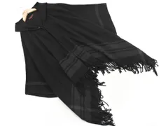 KRIZIA クリッツィア フリンジ付き ポンチョ 黒 ◇■ レディース