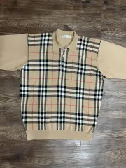 BURBERRY 90s ノヴァチェック メリノウール カラーネック ニット ベージュ