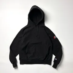 Champion チャンピオン リバースウィーブ M パーカー ブラック 黒 企業ロゴ 目なし REVERSE WEAVE スウェット プルオーバー フーディー 刺繍 裏起毛 無地 VINTAGE ビンテージ ヴィンテージ 古着 90s 00s メンズ