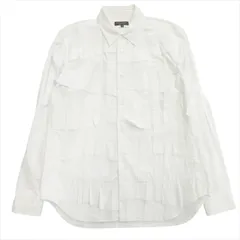 美品 17aw コムデギャルソンオムプリュス COMME des GARCONS HOMME PLUS パッチワーク フリル ドレス シャツ カットソー アーカイブ XS 白 ホワイト メンズ◆１