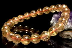 【１点物】透明◇黄金の輝き ゴールドルチルクォーツ　8mm　ブレスレット パワーストーン 天然石 _MC5945