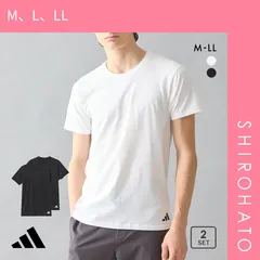 おトク【SHIROHATO公式】【正規品・新品】アディダス 綿100％ 丸首 Tシャツ メンズ クルーネック 2枚セット adidas 大きいサイズ(M、L、LL)