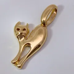 18金 K18 男女兼用 猫 キャット ネックレストップ 1.44ｇ  Z114