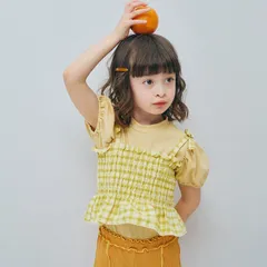 p.premier 先染めチェックのシャーリングビスチェ&トップスセット　p207066