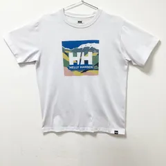 古着　HELLY HANSEN　ヘリーハンセン　ポリジン　アウトドア　半袖クルーネックTシャツ　ユニセックス　Lサイズ　ドライ　ホワイト　白　抗菌防臭　速乾　スポーツ　ノルウェー　フィヨルド