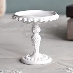 ミニスタンドトレイ トレイスタンド 飾り台 ホワイト オブジェ キャンドルホルダー (1510) 可愛い ロココ調 シャビーシック 姫系 フレンチテイスト 店舗装飾