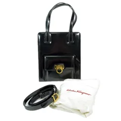 Salvatore Ferragamo サルヴァトーレフェラガモ AQ-216660 ハンドバッグ ガンチーニ ブラック パテントレザー 2WAY