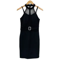 未使用品 dazzy store デイジーストア ホルターネックワンピース ドレス ミニ丈 タイトキャバ  ベルトモチーフ シースルー L 黒 ブラック ★M299