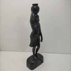 アンティーク調 女性像 オブジェ 置物 彫刻 ブラック 人物像 民芸風 ヴィンテージ レトロ モダン インテリア 玄関 リビング 店舗什器 飾り　260113-3T