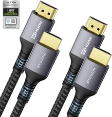 Stouchi Ultra High Speed HDMI® ケーブル 超高速 10K 8K@60Hz 4K@144Hz 120Hz 三重ナイロン編み/アルミ合金/金メッキプラグeARC HDCP 2.2＆2.3 (グレー,  2本セット(2M))
