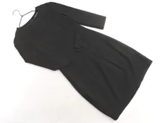 STRAWBERRY-FIELDS ストロベリーフィールズ ウール混 リボン Iライン ワンピース 黒 ◇■ レディース