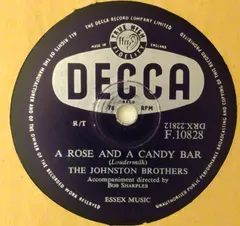 78RPM/SP Johnston Brothers A Rose And A Candy Bar / Give Her My Love F10828 DECCA /00500