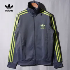 美品 アディダス オリジナルス adidas ORIGINALS トラックジャケット ヨーロッパTT M ジャージ グレー 00s 黄緑 スポーツウェア ロゴ刺繍 ストリート Y2K スポーツミックス 古着 N411