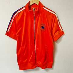(^w^)b CONVERSE コンバース 半袖 トラックジャケット ジップアップ ジャージ ポリエステル100% トップス 羽織り アメカジ 古着MIX デイリー タウンユース オレンジ メンズ サイズL