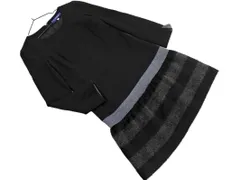 MS GRACY エムズグレイシー ウール100% ボーダー ドッキング ワンピース size38/黒ｘグレー ◇■◎レディースのサムネイル
