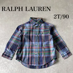 【RALPH LAUREN】ラルフローレン チェックシャツ 90cm 2/2T ボタンダウン 長袖 ブルー系