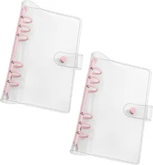 ideastore シール帳 バインダー クリア 6穴 かわいい シンプル A6 2個セット (ピンク,  A6)