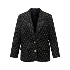 5c2 LEONARD FASHION レオナール テーラードジャケット 中綿ジャケット キルティング ゴールド刺繍 金ボタン レディース 女性服 13AR ブラックu02t