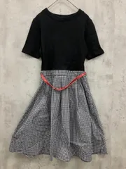 BLUE LABEL CRESTBRIDGE ブルーレーベル クレストブリッジ ベルト付き ニット ドッキング ワンピース size36/黒 ■◆ レディース