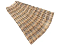 KBF ケービーエフ アーバンリサーチ チェック マキシ プリーツ スカート sizeONE/ベージュｘ青 ■■ レディース