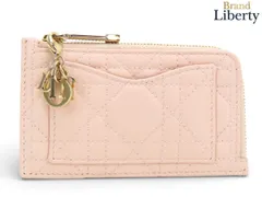 【新品同様】クリスチャン ディオール Christian Dior Lady Dior Cosmos レディディオールコスモス カナージュ ジップカードホルダー カードケース パスケース コインケース コンパクト財布 パウダーピンク ラムスキン S0965ON