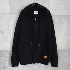 マリテフランソワジルボー ロゴレザーパッチ ウール ニット ジップアップ フーディー パーカー ブラック