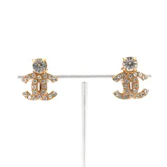 シャネル ココマーク ラインストーン イヤリング GP レディース