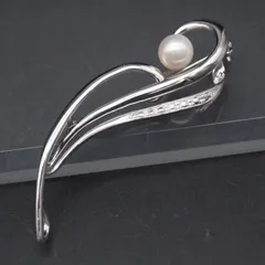 R370 本真珠 8mm珠 パール SILVER刻印 ブローチ デザイン シルバー コサージュ 6月誕生石