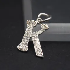 Q957 ハワイアンジュエリー K 925刻印 ペンダント トップ プルメリア イニシャル K デザイン シルバー チャーム ヘッド