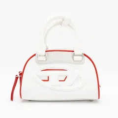 ディーゼル IDR ドーム レザー クロスボディ 2way ミニハンドバッグ ショルダーバッグ ホワイト / レッド