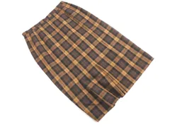 Leilian レリアン ウール100% チェック ロング スカート size13プラス/黒ｘ茶 ◇■ レディース