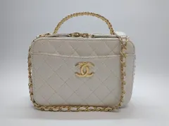 CHANEL シャネル マトラッセ キャビアスキン 2WAY チェーンショルダー バニティバック ハンドバッグ ホワイト ゴールド金具 