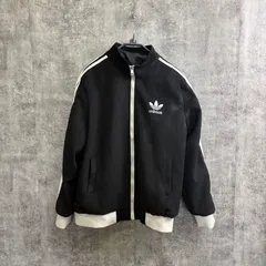 【U-150】adidas トラックジャケット M ブラック 刺繍ロゴ スリーライン フルジップ ブルゾン スポーツミックス 古着】