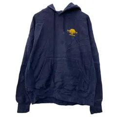 90s メキシコ製 Lee プリントスウェット パーカー XL ネイビー リー プルオーバー 90年代 ワンポイント バックプリント 秋物 a802-6086