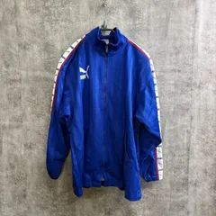 【U-151】PUMA メンズ L ブルー トラックジャケット ジャージ サイドライン ロゴ刺繍 スポーツ 古着