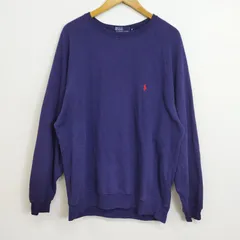 90s Polo by Ralph Lauren ポロバイ ラルフローレン スウェット クルーネック 長袖 香港製 古着 vintage ポニー 刺繍 裏起毛 メンズ M パープル系 B868
