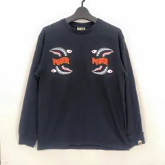 05w19103 アベイシングエイプ A BATHING APE  シャークプリントロングTシャツ  ブラック M  中国製 メンズ  長袖Ｔシャツ  コットン  【中古品】