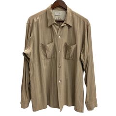 ヴィンテージ vintage 50's 60's ARROW L/S Rayon Open Collar Shirt カスリ柄 USA製 レーヨンシャツ 長袖シャツ ベージュ XLサイズ 201MT-5393 VB