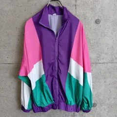 ​【USED】US 古着 レトロ配色 90sスタイル ウインドブレーカー XSサイズ ユニセックス ライトアウター US古着 裏地なし USA古着 古着男子 春アウター ストリート マルチカラー シャカシャカ ポリエステル ジャケット レトロポップ 派手