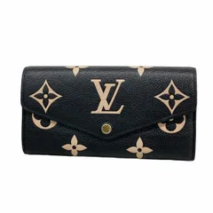 【6bd4991-k】ルイヴィトン 長財布 モノグラム・アンプラント バイカラー ポルトフォイユサラ M80496 ブラック ベージュ【中古】レディース