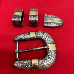 1点物 22年前製作のシルバーバックル ベルト シルバー925、K18加工 