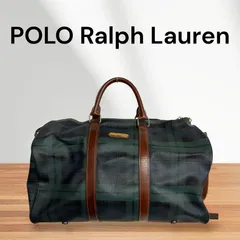 Polo Ralph Lauren ボストンバッグ ヴィンテージ チェック柄 グリーン PVC 本革 2way ショルダーバッグ 旅行バッグ