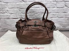 美品 サルヴァトーレフェラガモ トートバッグ ハンドバッグ 茶 