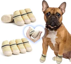 〇LIKOKLIN 犬靴 メッシュシューズ ドッグシューズ 反射テープ付き 滑り止め 肉球保護 4個入り