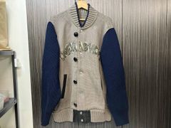 極美品★sacai エリックヘイズ 刺繍 ニットブルゾン スタジャン レザー切替 極美品☆sacai エリックヘイズ 刺繍 ニットブルゾン スタジャン レザー