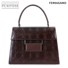 美品 サルヴァトーレ フェラガモ Salvatore Ferragamo ガンチーニ ハンド バッグ レザー スエード ブラウン AX-21 0855 90313229