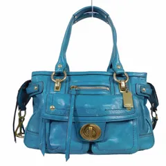 コーチ COACH トートーバッグ ハンドバッグ レザー 無地 12475 青 ブルー 鞄 かばん ☆AA★