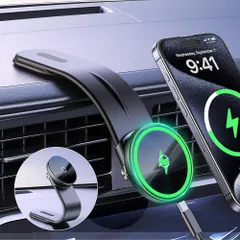 《訳あり新品★外箱にキズ・汚れあり・中身は新品です》車載ホルダー 車 携帯ホルダー マグネット ワイヤレス車載充電器 急速充電 スマホスタンド